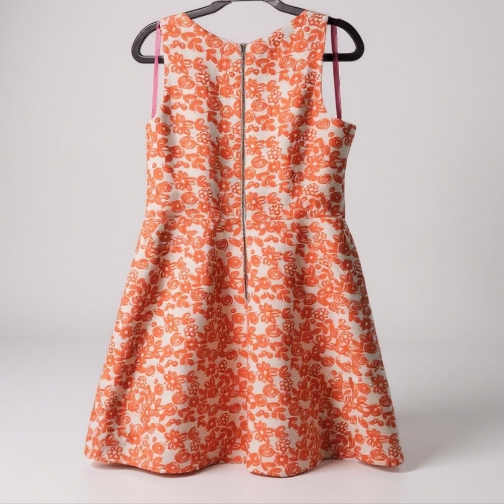 Floral Orange Brocade Sleeveless Dress - Picture 2 of 7